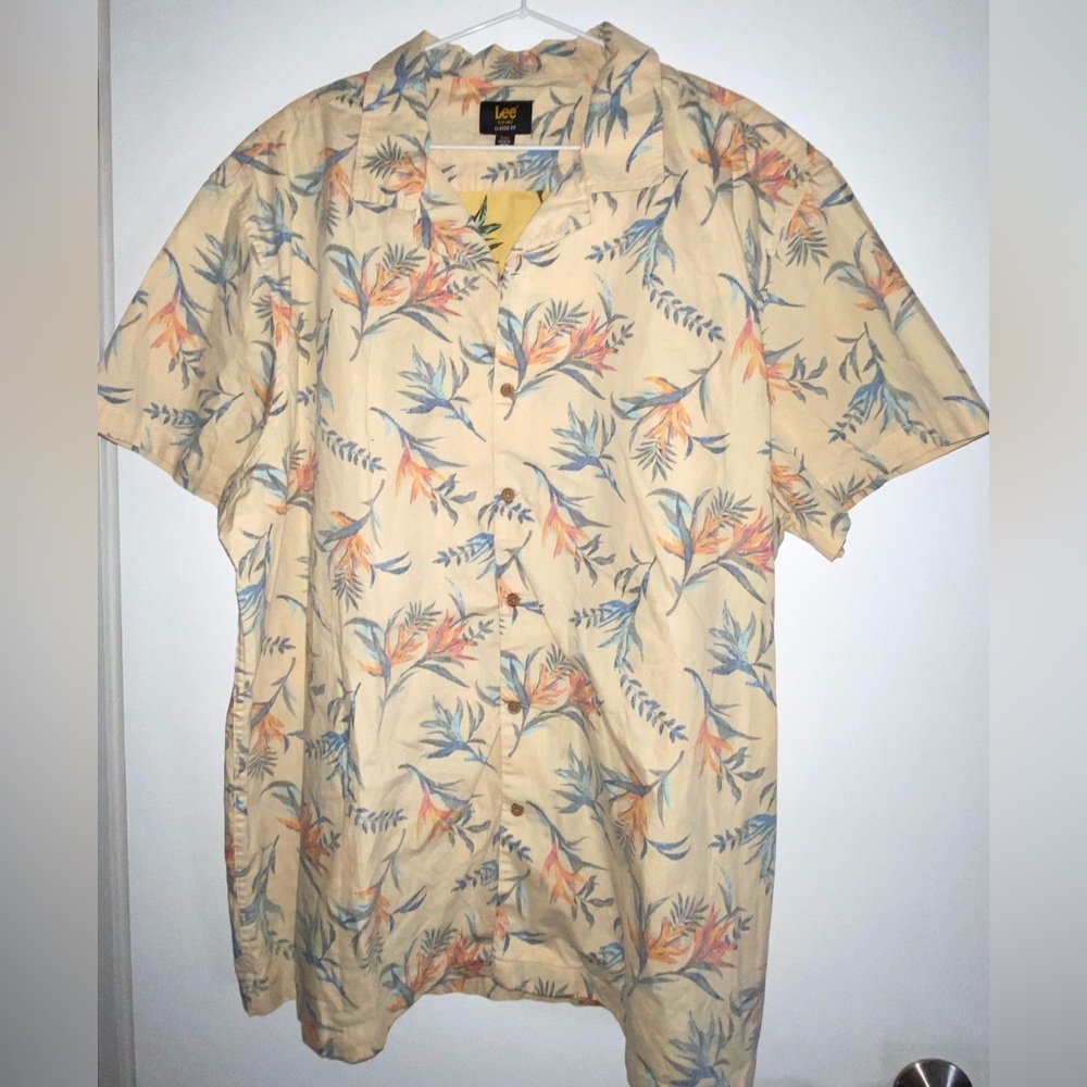 Lee Tropical Print Button Front Shirt Size XXL